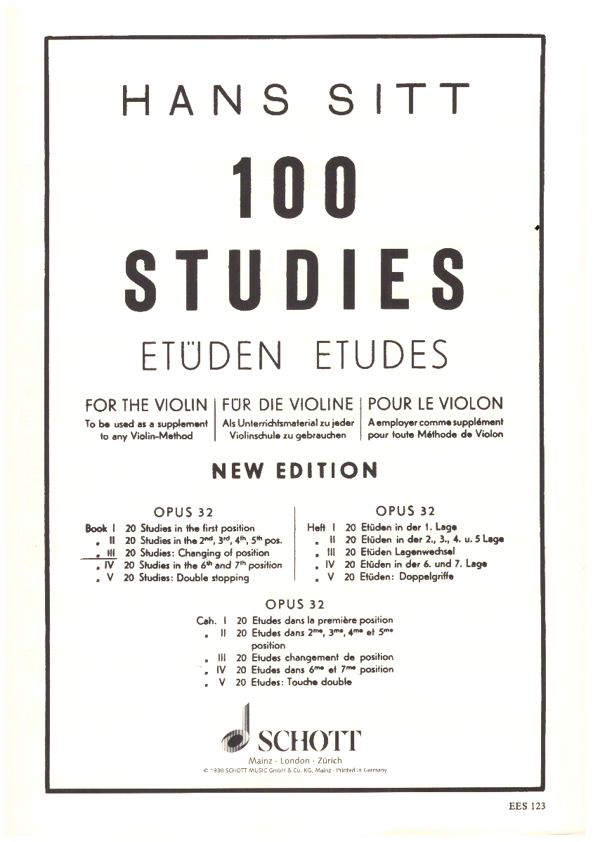 100 studies for the violin, opus 32, book iii: to be used as supplementto any violin-method / 100 etuden fur die violine / 100 etudes pour le violon.