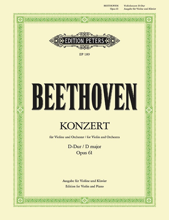 Violin konzert d-dur opus 61 ausgabe fur violine und klavier / violin concerto in d major op.61 edition for violin and piano.