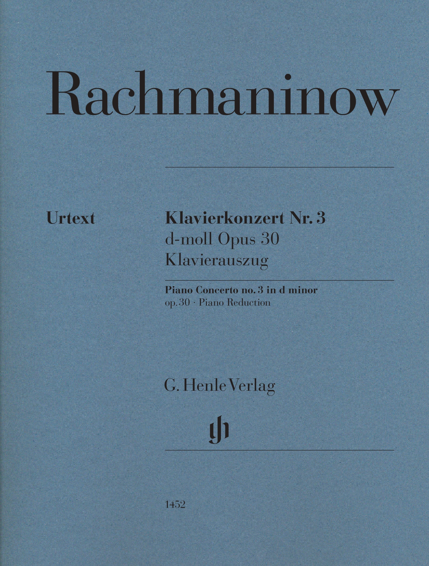 Klavierkonzert nr.3 d-moll opus 30 klavierauszug hn-1452 (urtext) / piano concerto no.3 in d minor op.30 piano reduction.