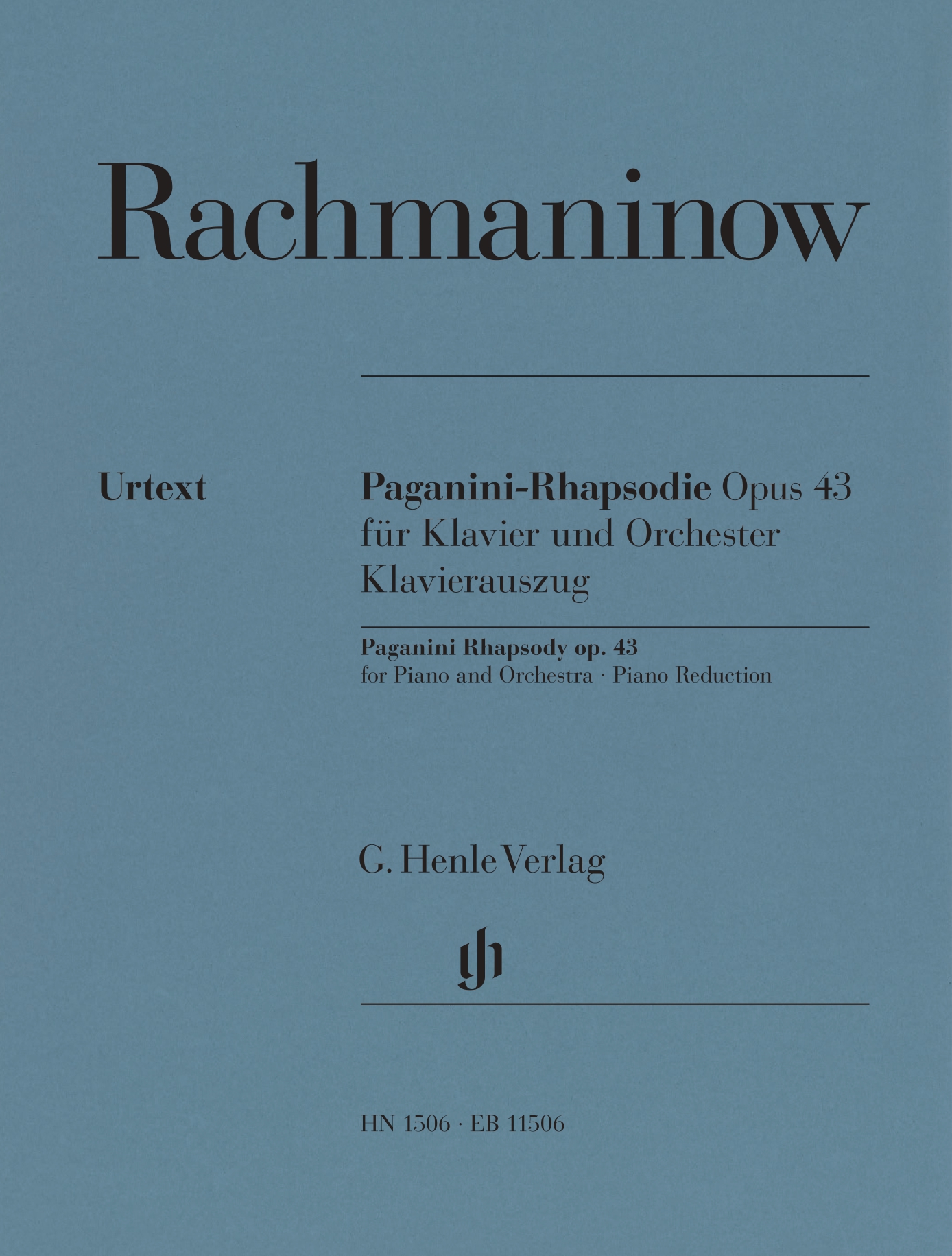 Paganini-rhapsodie op.43 fur klavier und orchester klavierauszug hn-1506 - eb 11506 (urtext) / paganini rhapsody op.43 for piano and orchestra piano reduction.