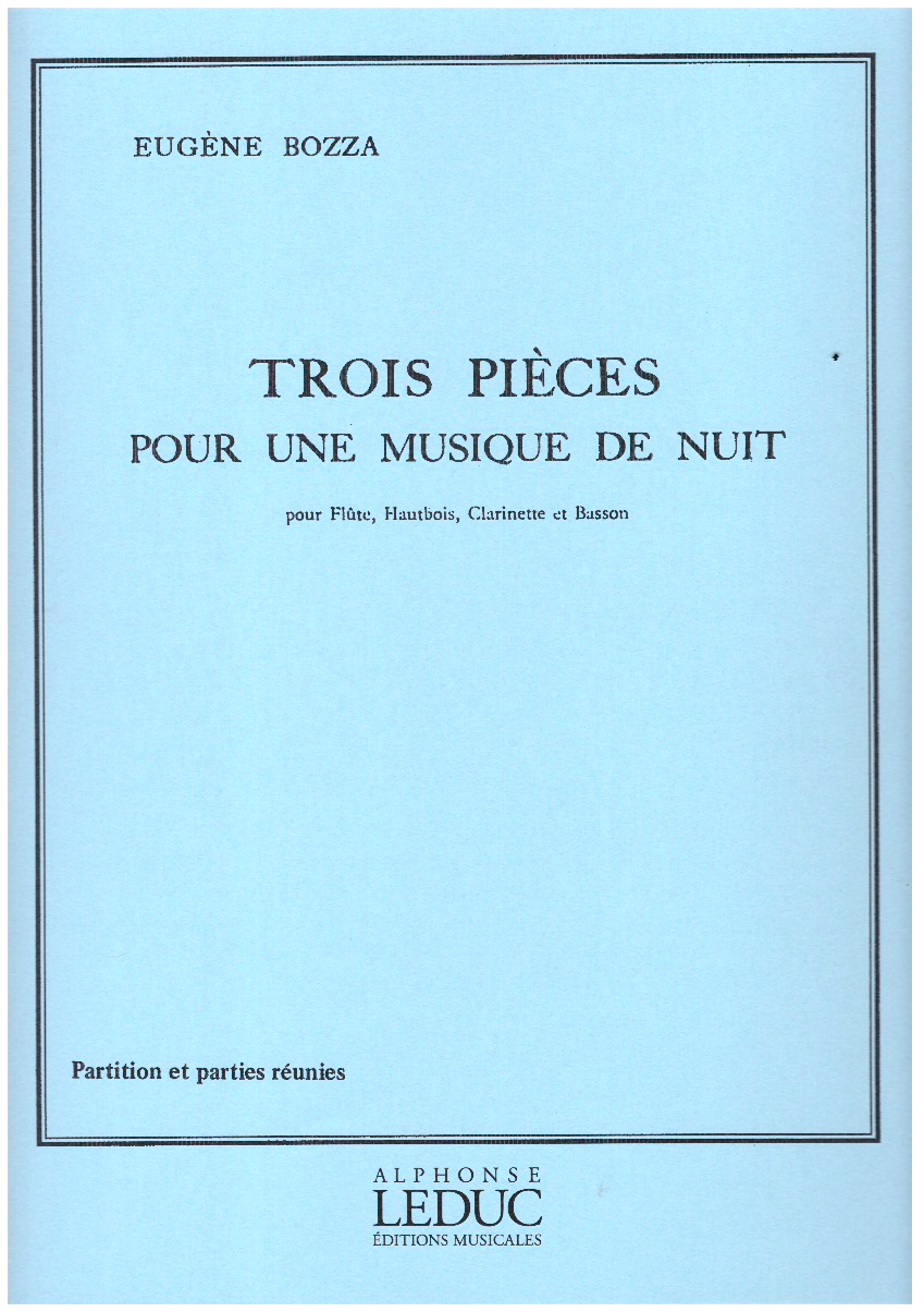 Trois pieces pour une musique de nuit pour, flute, hautbois, clarinette et basson, score & parts.